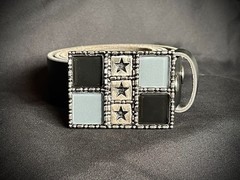 Handmade Military Star Glass Tile Belt Buckle OOAK Darren McNeese Gothic