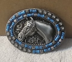 HORSE FARM ANIMAL WESTERN RODEO COWBOY COWGIRL COLORFUL BEADED WEST BELT BUCKLE