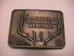 NRA NATIONAL RIFLE ASSOCIATION WHITTINGTON GUN HUNTING MENS BRASS BELT BUCKLE