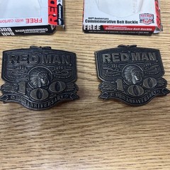 Red Man 100TH Anniversary Commemorative Belt Buckles 1904-2004 w/ Box SET OF 2