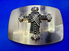 Gothic Medieval Centerpiece Iron Cross 3D Raised On Silver Color Belt Buckle