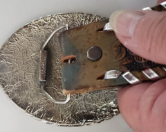 Silver Toned Metal Eagle Belt Buckle Leather Hand Tooled Belt Cowboy Rodeo READ