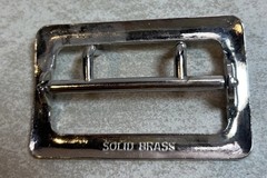 Vintage Solid Brass Chrome Plated 3”Double Prong Heavy Duty Belt Buckle