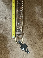 Handmade Patriotic Western Belt 30-Eagles-Brn/White-Lace-Stitches-Buckle-Leather