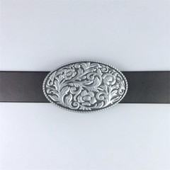 Antique Brushed Silver Western Flower Cowgirl Oval belt buckle also Stock in US