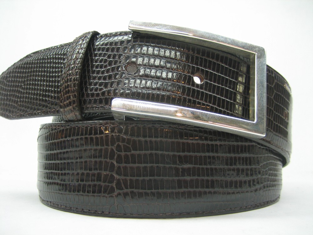 STERLING SILVER 925 SOLID LAILA BUCKLE.WITH GENUINE LIZARD 1.5&Prime; BELT MADE IN USA