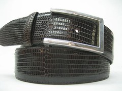 STERLING SILVER 925 SOLID LAILA BUCKLE.WITH GENUINE LIZARD 1.5&Prime; BELT MADE IN USA