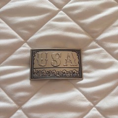 Vintage USA Silver Tone Rectangular Belt Buckle Western Patriotic 90s Country