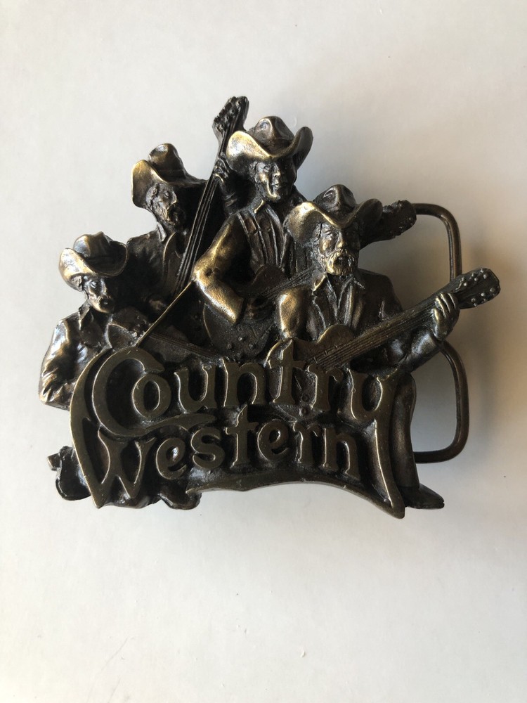 Vintage 1981 Bergamot Brass Works Country Western Band 3d Belt Buckle T-96 USA