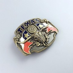 Vintage Bronze Plated Longhorn Bull Flag Western Belt Buckle Boucle de Ceinture