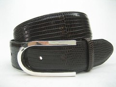 STERLING SILVER 925 SOLID SUZY BUCKLE.WITH GENUINE LIZARD 1.5&Prime; BELT MADE IN USA