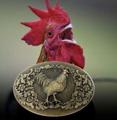 Engraved Rooster Belt Buckle Brass Plated Metal Western Cowboy 1.5 Inch