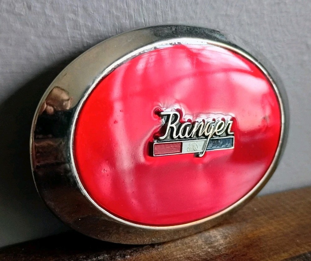 Ford Ranger Belt Buckle Red White Blue Enamel Fill Silver Tone