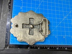 Iron Cross with Rhinestone Religious Gothic Punk Black Silver Color Belt Buckle