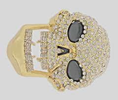 Bling Belt Buckle Skull Gold Metal Western Cowgirl Cowboy Real Rodeo Men Cosplay