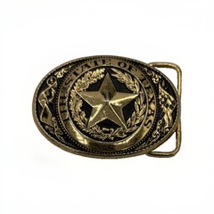 Vintage State of Texas Lone Star Belt Buckle Brass Tone Western Made in USA