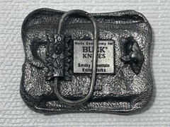 Buck Knives Belt Buckle Four Generations Of Knife Makers Pewter Smoky MT. Knife