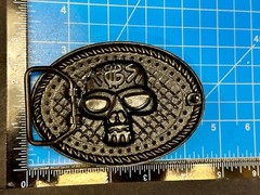 Skull With $ Dollar Sign Halloween Black & Silver Color Gothic Vibe Belt Buckle