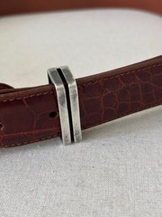 Vintage Pat Areias Sterling Silver Buckle and American Alligator Belt Size 29
