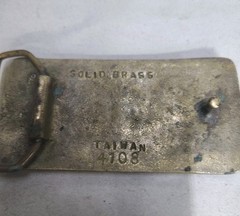 VTG Guitar Player Solid Brass Belt Buckle Retro Rock Band 4108 Taiwan Rectangle