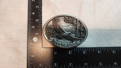 Colorado, Flying Eagle, Mountains, C+J Inc. Belt Buckle Vintage 1986 Pewter USA