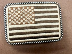 Embroidered American Patriotic Flag Rope Border Vintage Western Belt Buckle