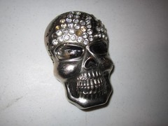 Rhinestone Covered Skull Head Belt Buckle Extremely Rare Find!!!