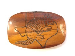 Vintage Armadillo Texas Wooden Belt Buckle Possibly Handmade Estate Find