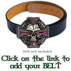 Skull & Iron Cross Metal Belt Buckle Biker UK Gothic Vampire Celtic Vamp Goth