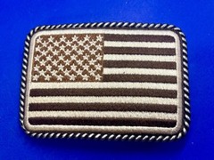 Embroidered American Patriotic Flag Rope Border Vintage Western Belt Buckle