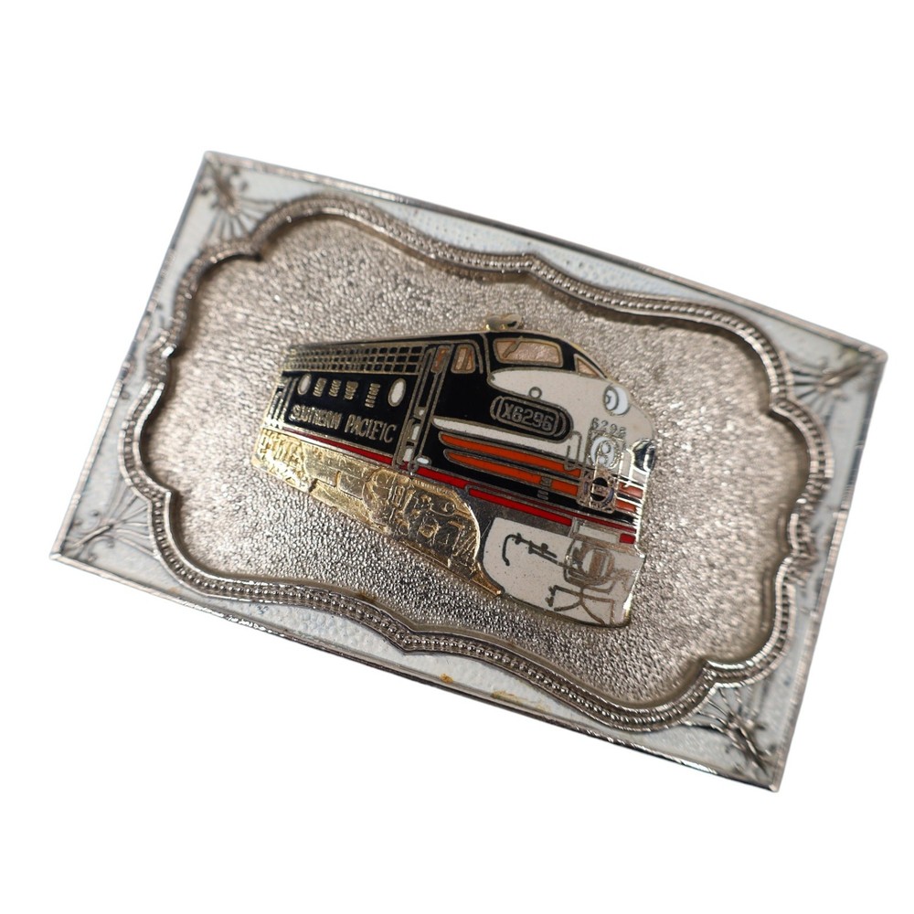 Vintage Southern Pacific X6296 Locomotive Plaque Belt Buckle 4&Prime;