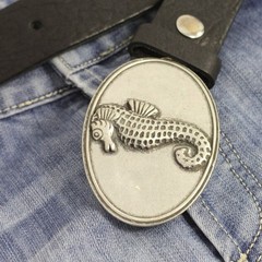 Oval Seahorse Metal Belt Buckle – Maritime Design for Interchangeable Belts