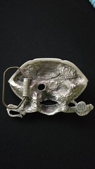Pirate Skull SILVER SEA Swords Belt Buckle, Solid Fine Pewter USA/Mexico