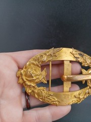 Vintage Sash Buckle Flower Gold Tone Roses