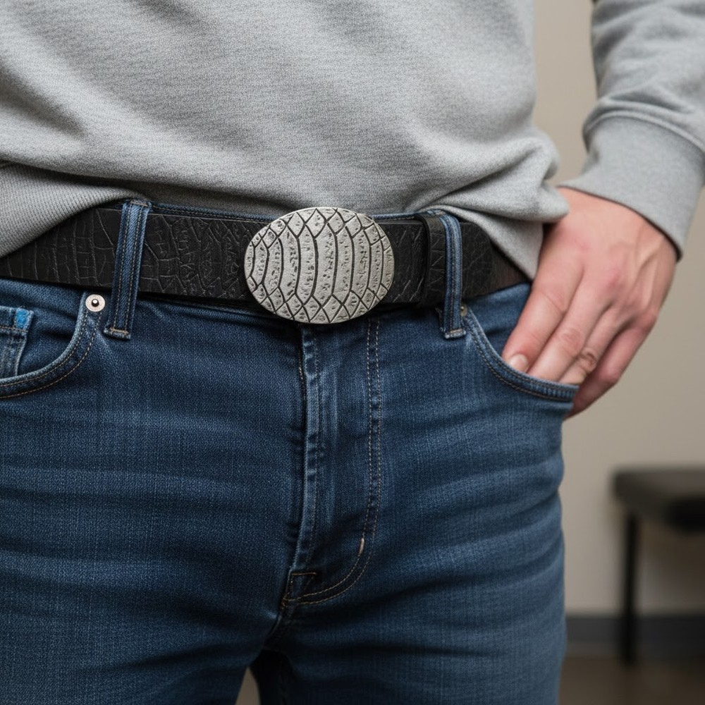 Croc Belt Buckle – Rustic Statement Accessory, Western & Vintage Style