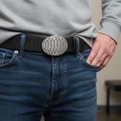 Croc Motif Belt Buckle Dark Silver – Masculine Statement Design