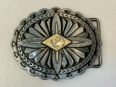 Southwestern Native Indian Tribal Art Style Creme Colored Center Belt Buckle