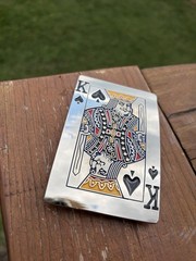 King of Spades Belt Buckle Silver Tone Gambler Novelty Gift