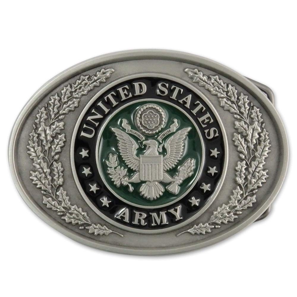 US ARMY Enameled Traditional Design Solid Pewter Belt Buckle MADE IN USA