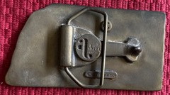 NEBRASKA 1867 VINTAGE BELT BUCKLE COVERED WAGON HORSE OXEN AMERICAN PIONEER 1975