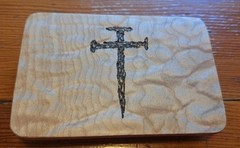 Handmade 4 1/8&Prime; X 2 3/4&Prime; Belt Buckle Wood w/3 Nail Cross Design