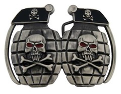 Grenade Belt Buckle US Military Memorial Veteran Day Gift Skulls Brused Finished
