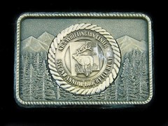 SJ01109 GREAT **NRA WHITTINGTON CENTER TROPHY ELK HUNT** HUNTING BELT BUCKLE
