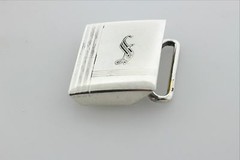 Antique Hickok Sterling Silver 925 Art Deco Belt Buckle with Black Enamel &lsquo;S&rsquo;