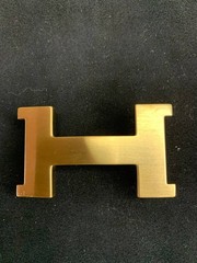 H Logo Belt Buckle 32mm 1.25&Prime; Unisex Gold
