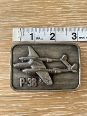 P-38 WWII Fighter Plane Vintage 80s Belt Buckle Military Air Force USA Western