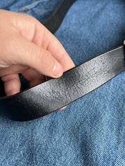 Vintage 90s Dolce & Gabbana Black Leather Belt Chunky Steel Buckle D&G JEANS Y2K
