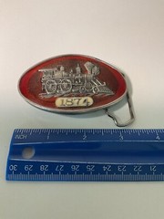 Vintage Men’s Belt Buckle 1874 train locomotive steam engine – solid brass
