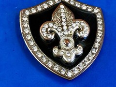 Saints Symbol Fleur De Lis Black Shield Family Crest Rhinestone Belt Buckle