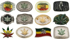 12 Pc LOT Rastafarian Lion Judah Marijuana Leaf Weed Pot Belt Buckles Wholesale